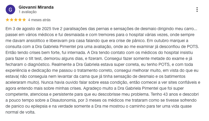 Avaliação de paciente 1