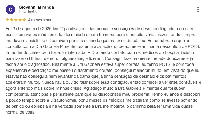 Avaliação de paciente 1